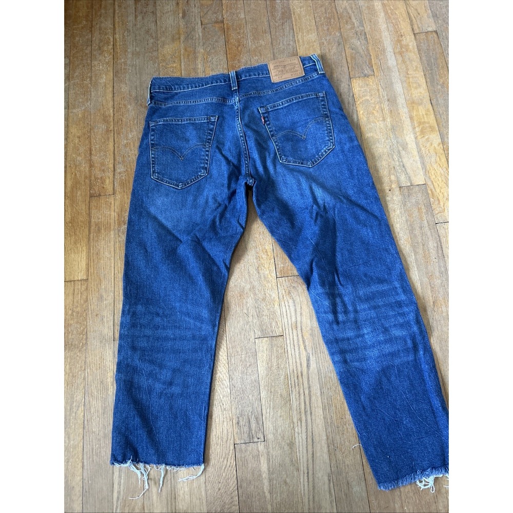 Levis Premium 512 Slim Taper Blue Jeans Custom Cut Off Raw Hem Mens 32x32